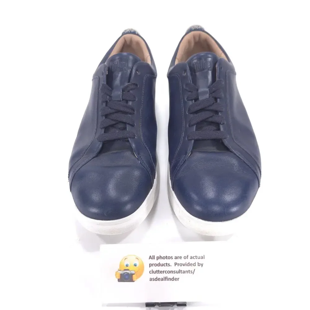 Fit Flop Lace Up Leather Sneaker Shoe Womens Size 8 SM3-826 Blue